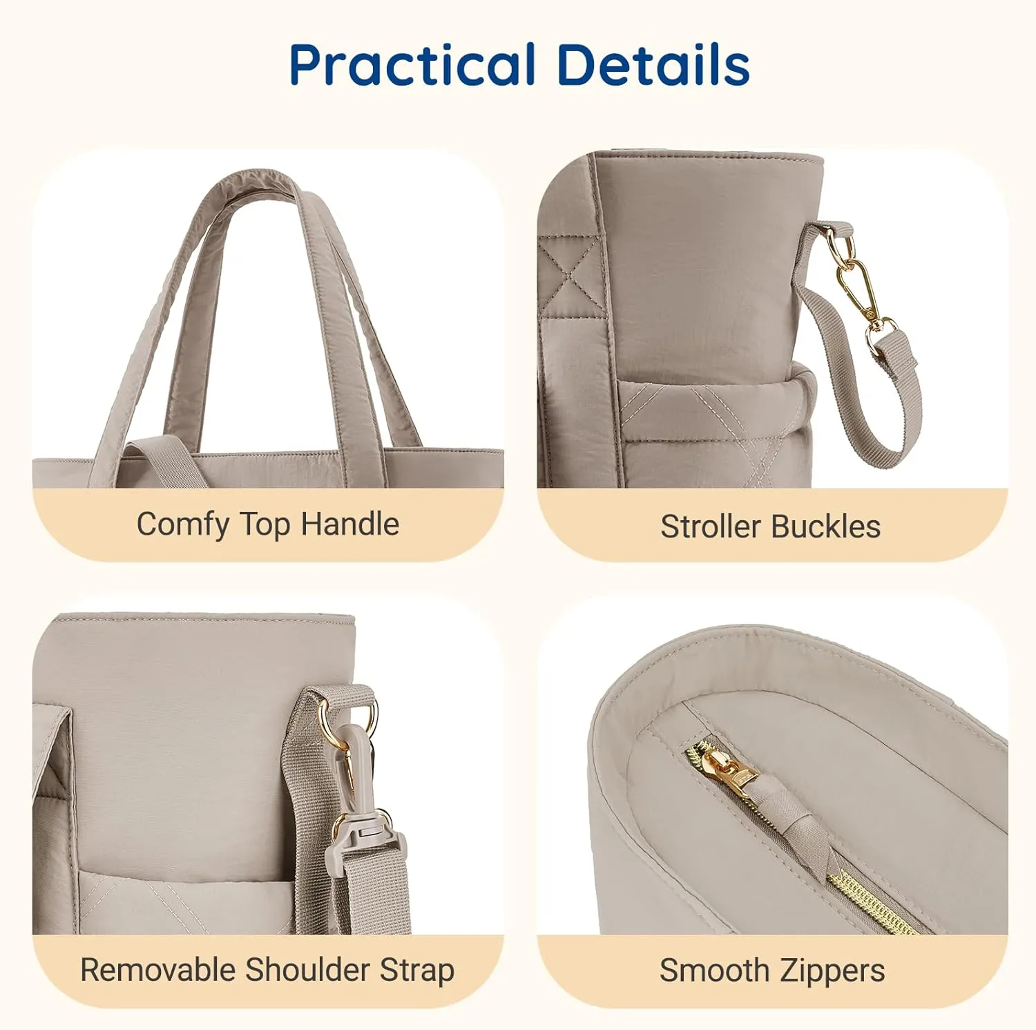 mommore Diaper Bag Tote Small Baby Bag with Insulated Pockets, Lightweight Mommy Tote with Stroller Straps, Nurse Gym Travel