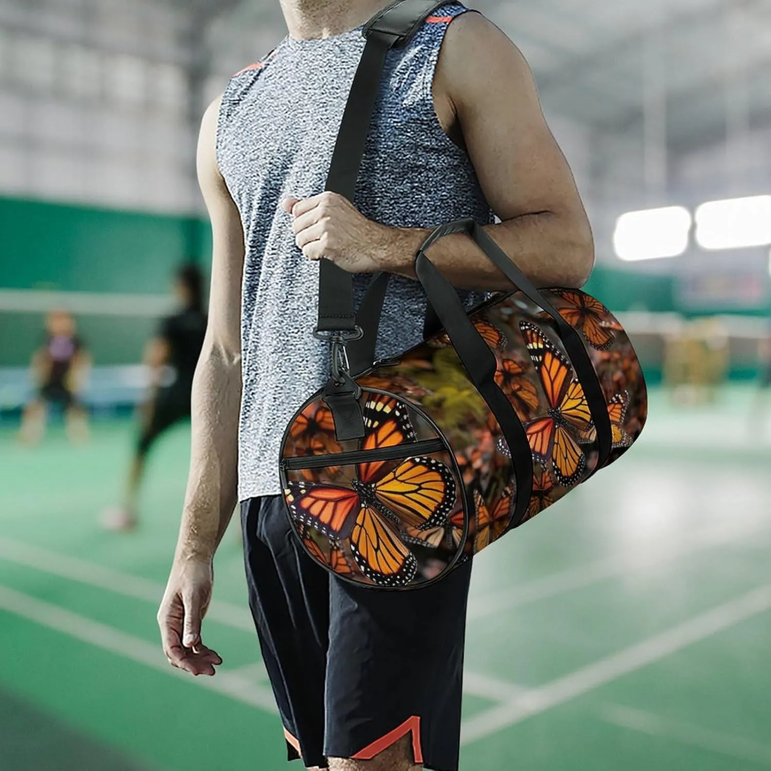 Monarch Butterflies Gym Bag Small Travel Duffle Bag with Compartment Carry On Weekender Bag for Women Men