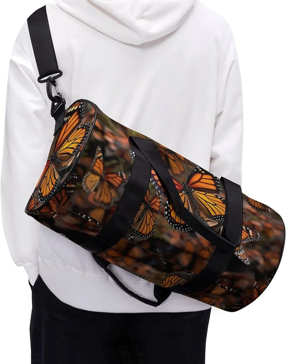 Monarch Butterflies Gym Bag Small Travel Duffle Bag with Compartment Carry On Weekender Bag for Women Men