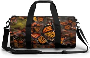 Monarch Butterflies Gym Bag Small Travel Duffle Bag with Compartment Carry On Weekender Bag for Women Men