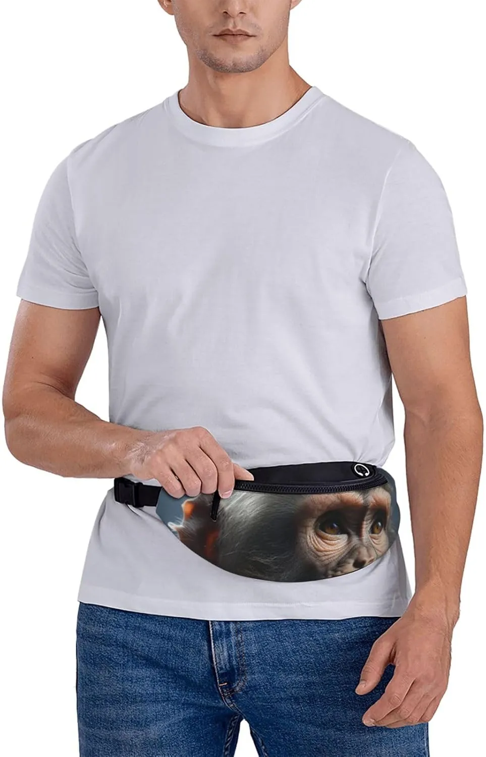 Monkey Fanny Pack for Women Men Waist Bag Waterproof Belt Bag with Adjustable Strap