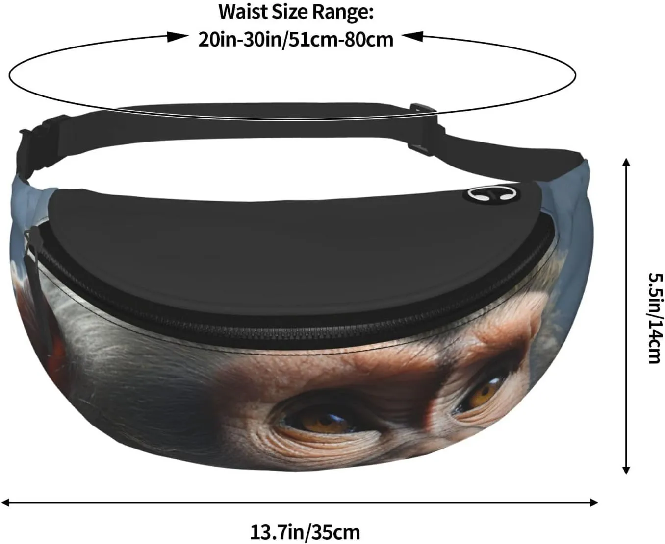 Monkey Fanny Pack for Women Men Waist Bag Waterproof Belt Bag with Adjustable Strap