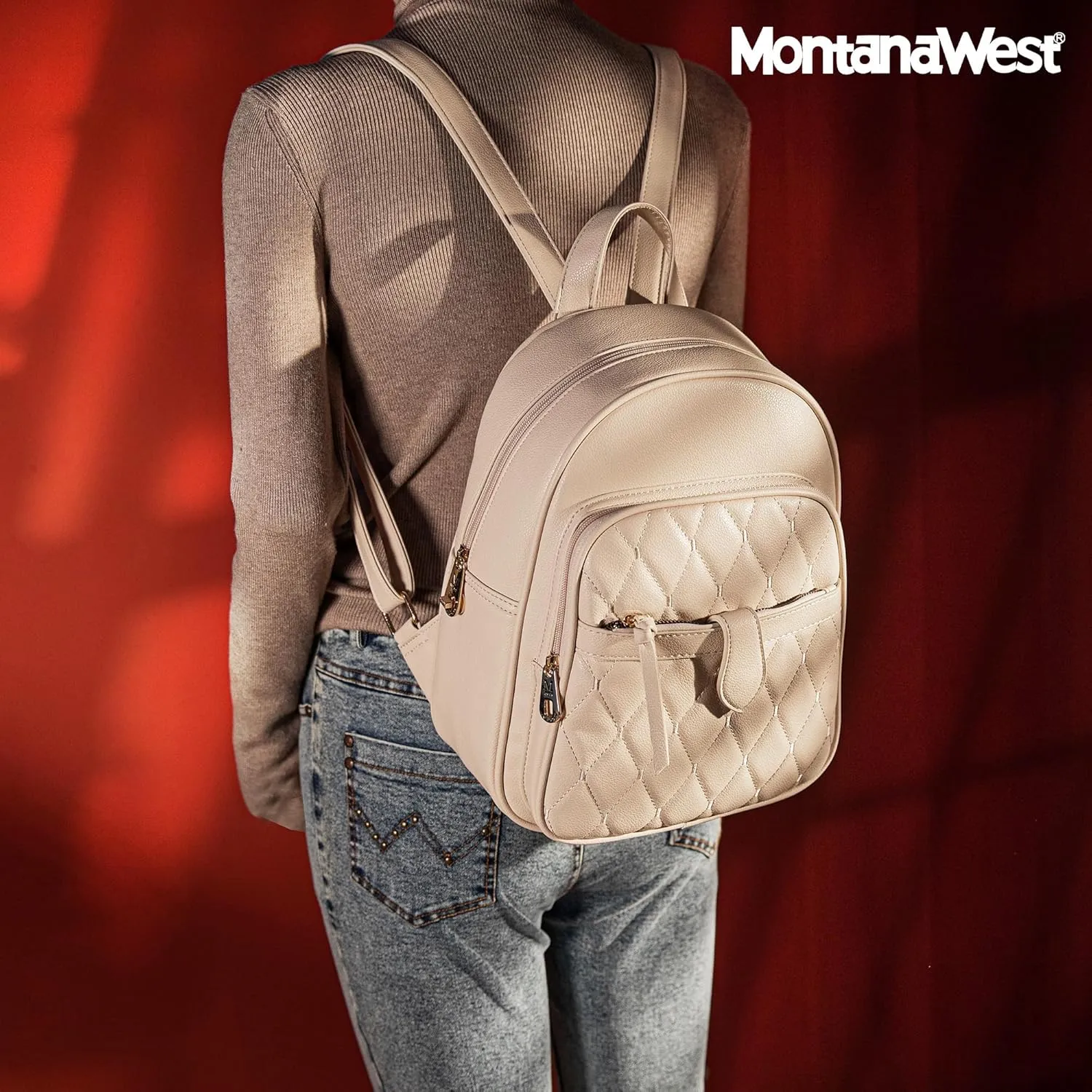 Montana West 3Pcs Anti Theft Backpack Purse for Women Small Quilted Backpack Set