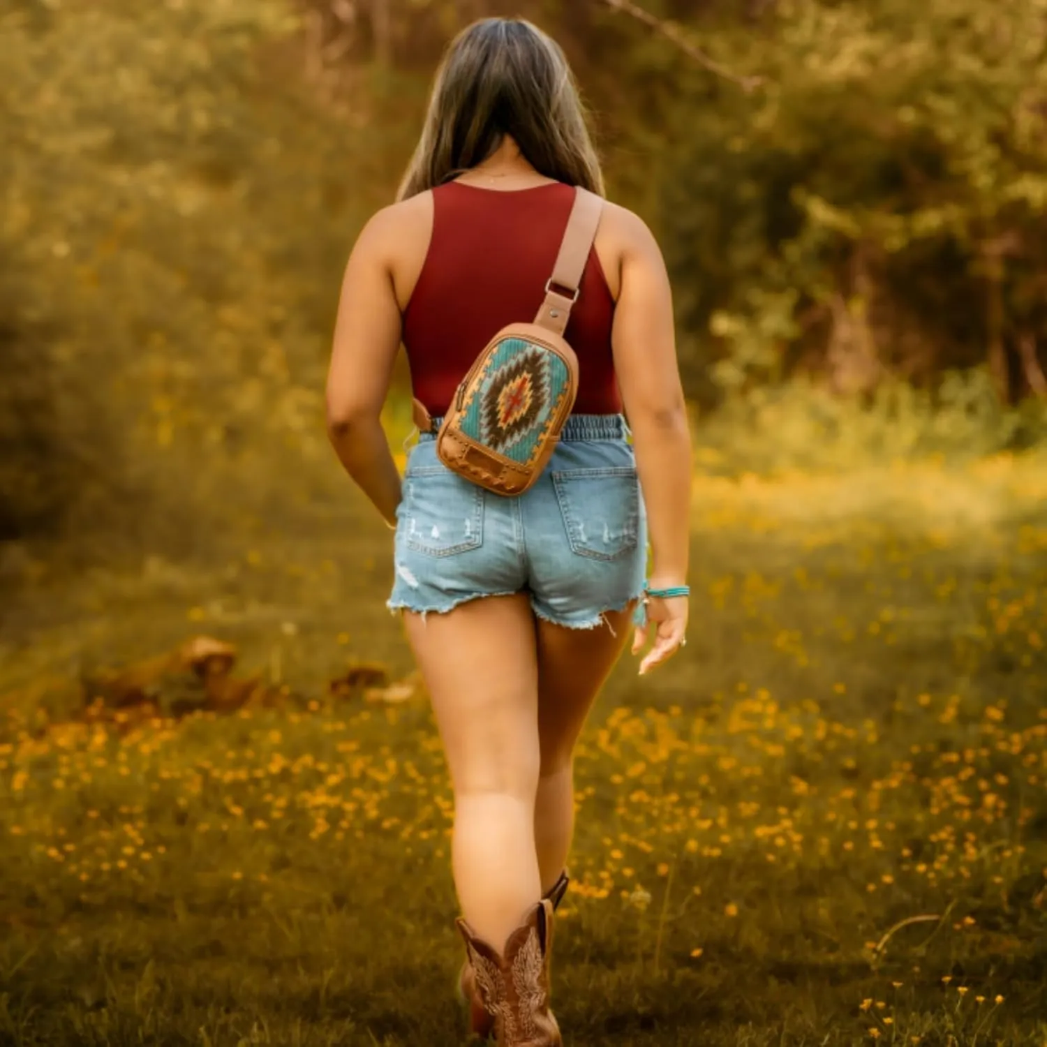 Montana West Aztec Crossbody Sling Bag for Women Western Fanny Pack Purse MBB-MW1316-2100TQ