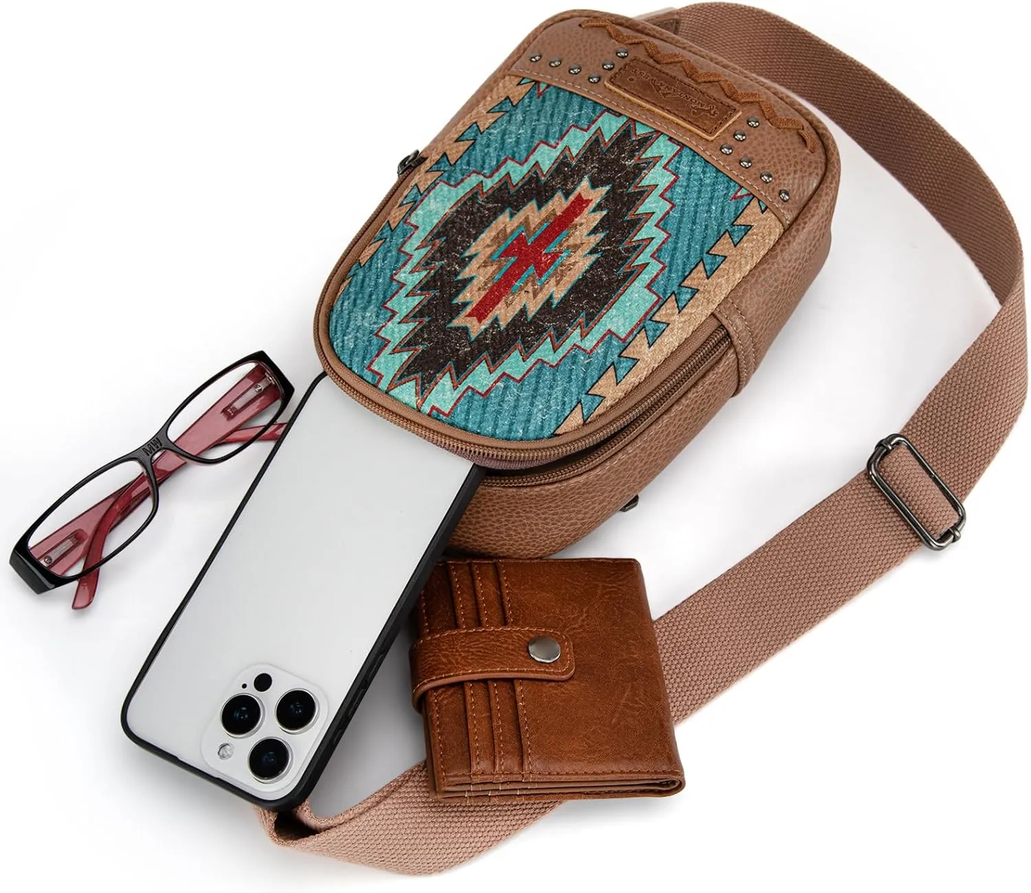 Montana West Aztec Crossbody Sling Bag for Women Western Fanny Pack Purse MBB-MW1316-2100TQ