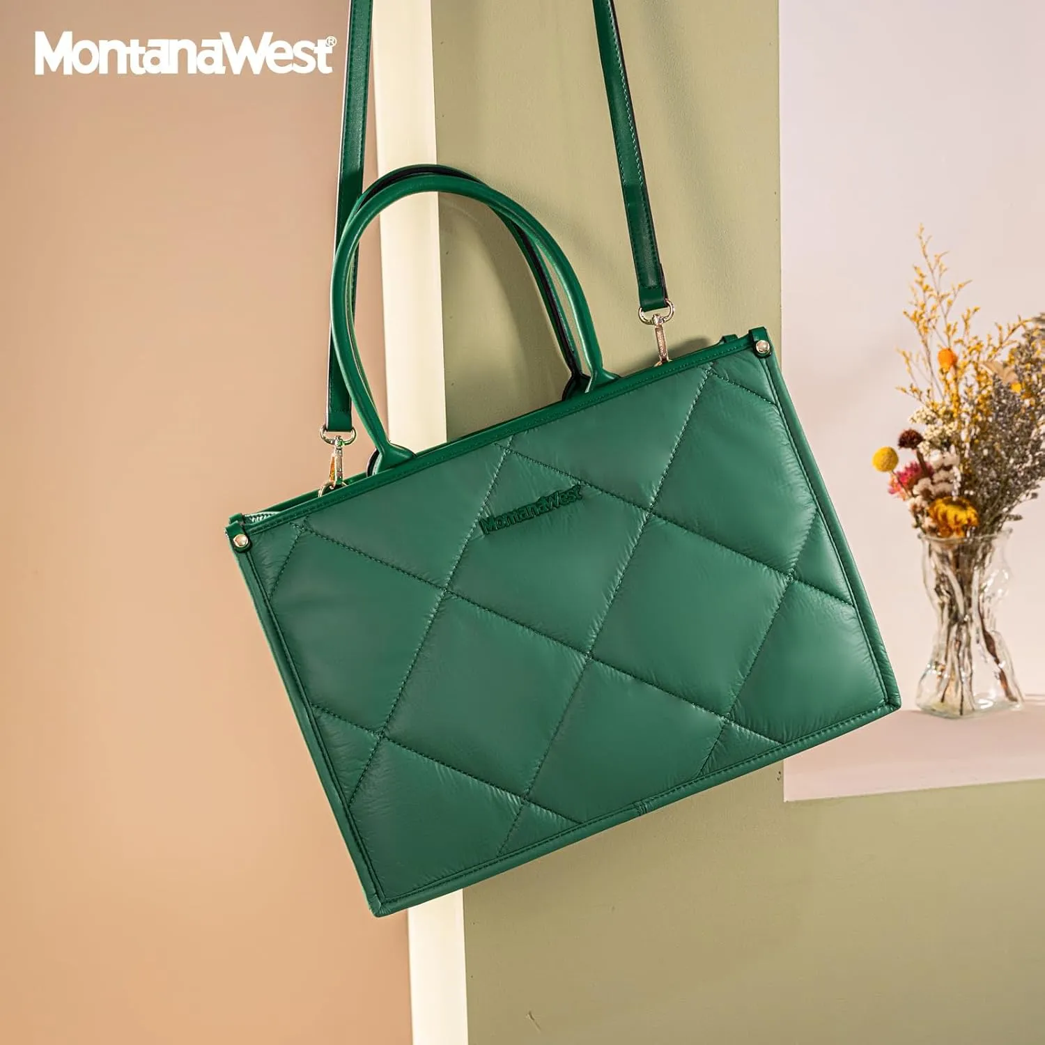 Montana West Large Puffy Tote Bag for Women Quilted Handbag Ladies Satchel