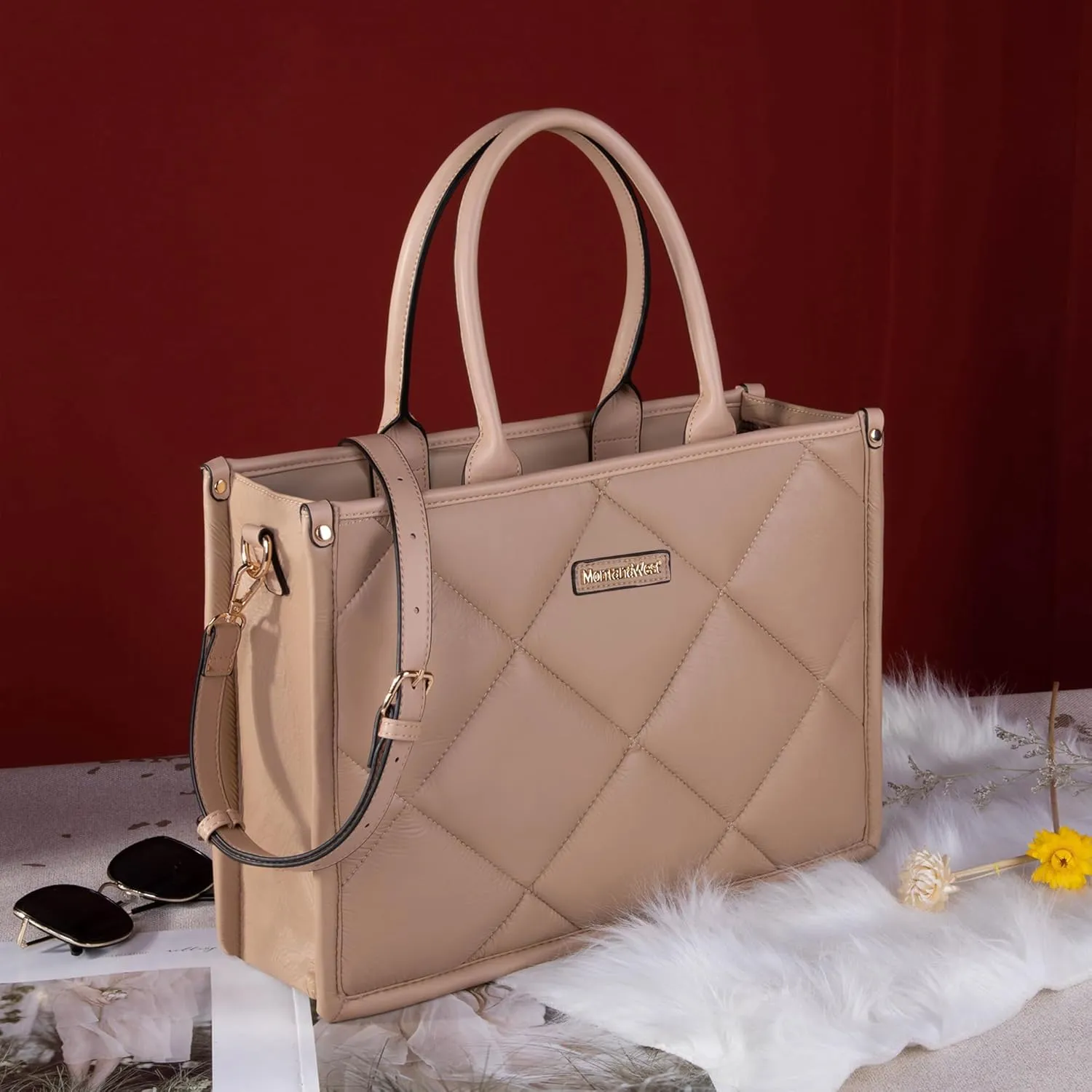 Montana West Large Puffy Tote Bag for Women Quilted Handbag Ladies Satchel