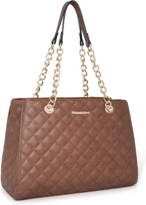 Montana West MEDIUM Tote Bag for Women Quilted Chain Handbags Shoulder Purse