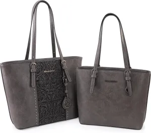 Montana West Tote Bag for Women Large Purse and Handbags Set Embossed Collection Purse 2Pcs Set