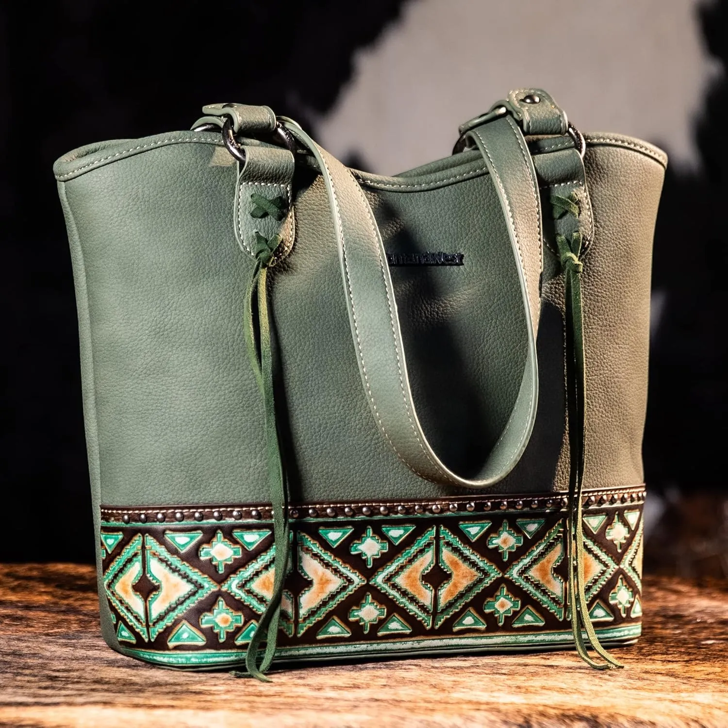 Montana West Western Tote Bags for Women Tooled Shoulder Ladies Top Handle Handbag
