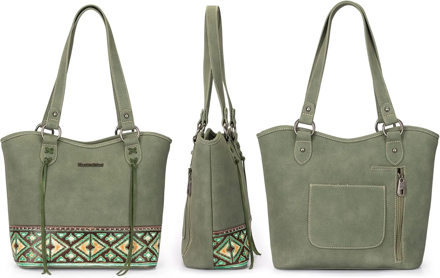 Montana West Western Tote Bags for Women Tooled Shoulder Ladies Top Handle Handbag