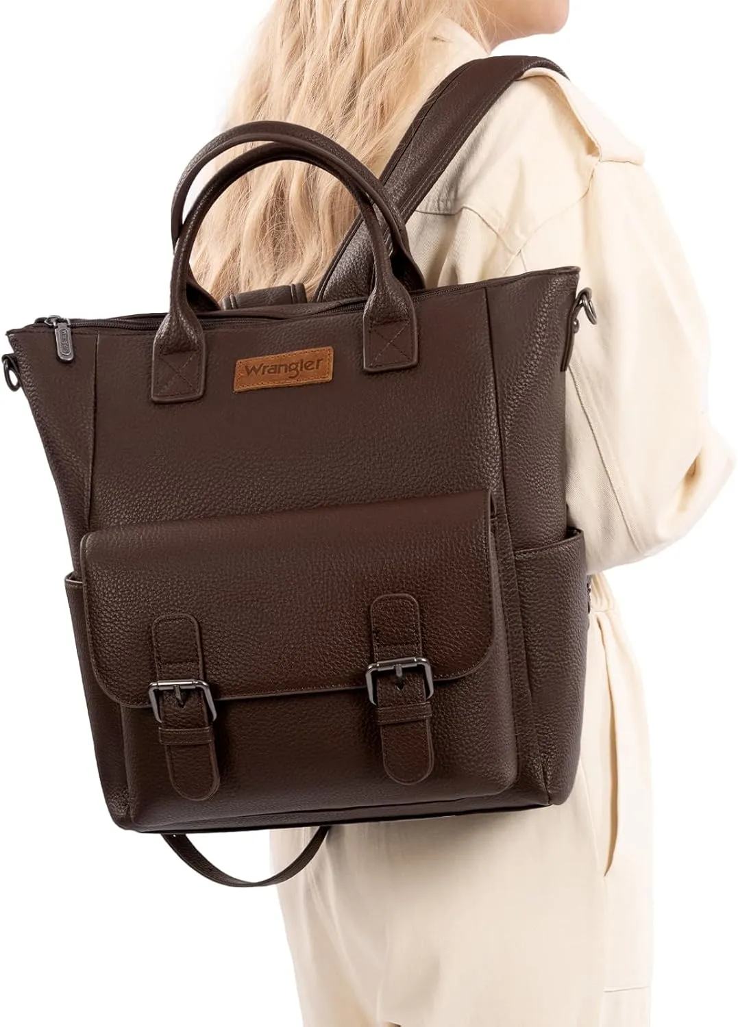 Montana West Wrangler Women's Purse Backpack Vegan Leather Backpack with Removable Crossbody Shoulder Strap for Travel Work