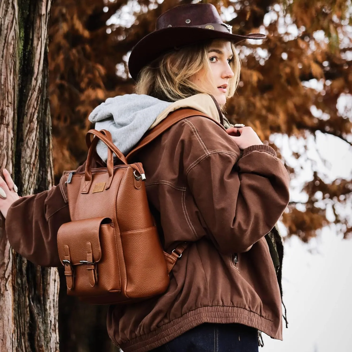 Montana West Wrangler Women's Purse Backpack Vegan Leather Backpack with Removable Crossbody Shoulder Strap for Travel Work