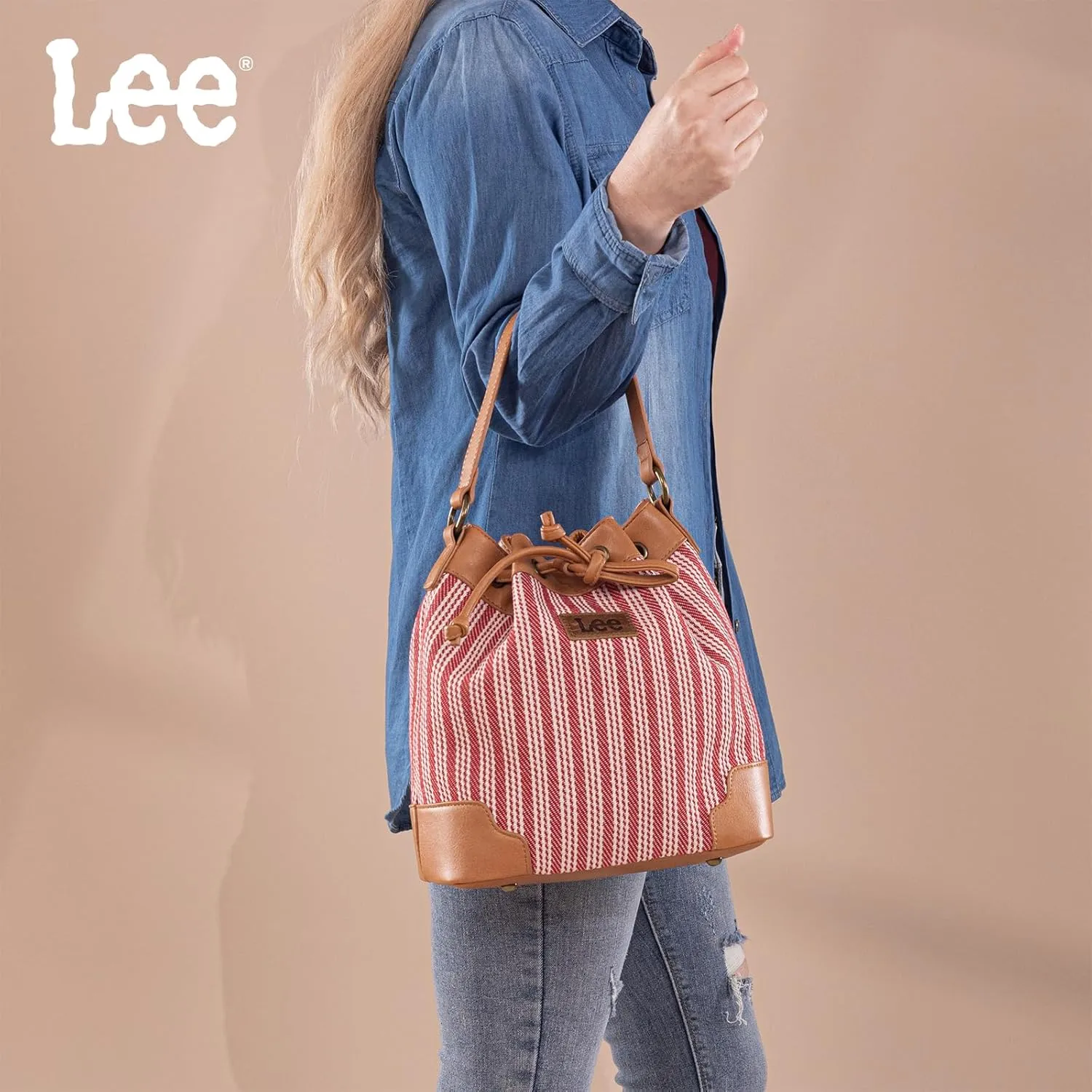 Montana West X Lee Bucket Bag for Women Drawstring Hobo Crossbody Bag with Detachable Straps