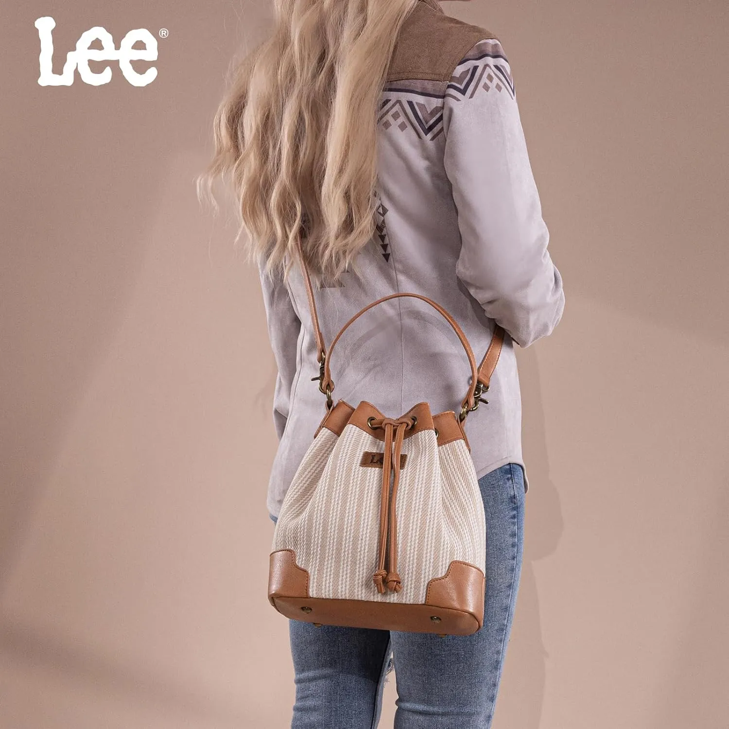 Montana West X Lee Bucket Bag for Women Drawstring Hobo Crossbody Bag with Detachable Straps