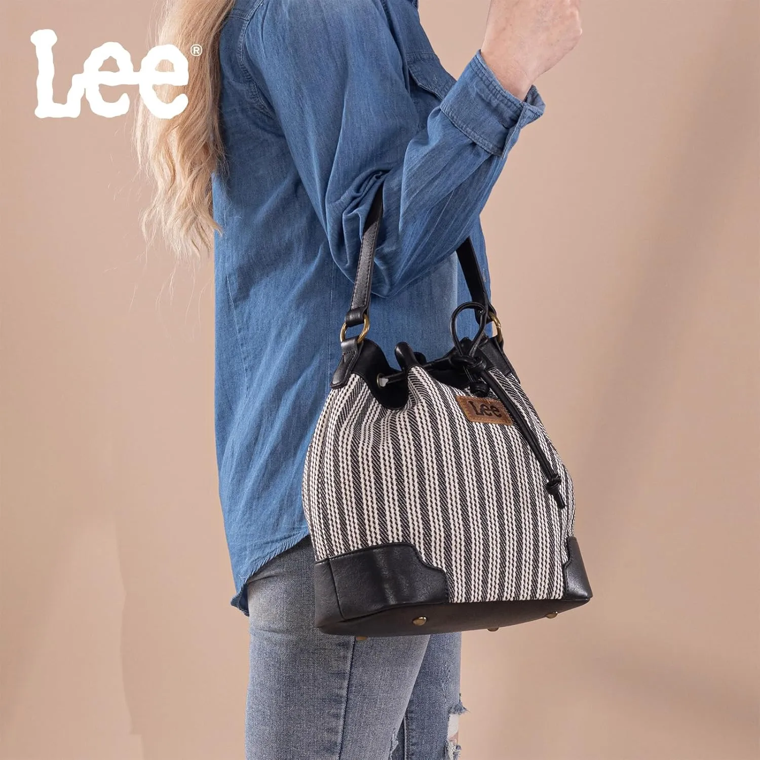 Montana West X Lee Bucket Bag for Women Drawstring Hobo Crossbody Bag with Detachable Straps