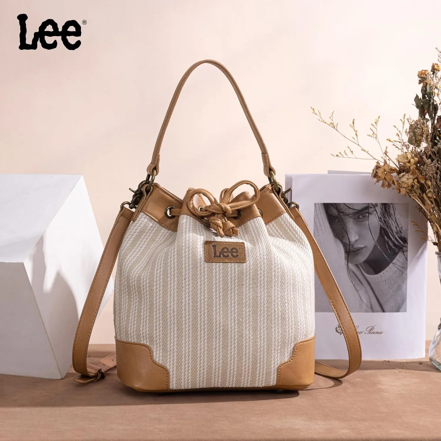 Montana West X Lee Bucket Bag for Women Drawstring Hobo Crossbody Bag with Detachable Straps