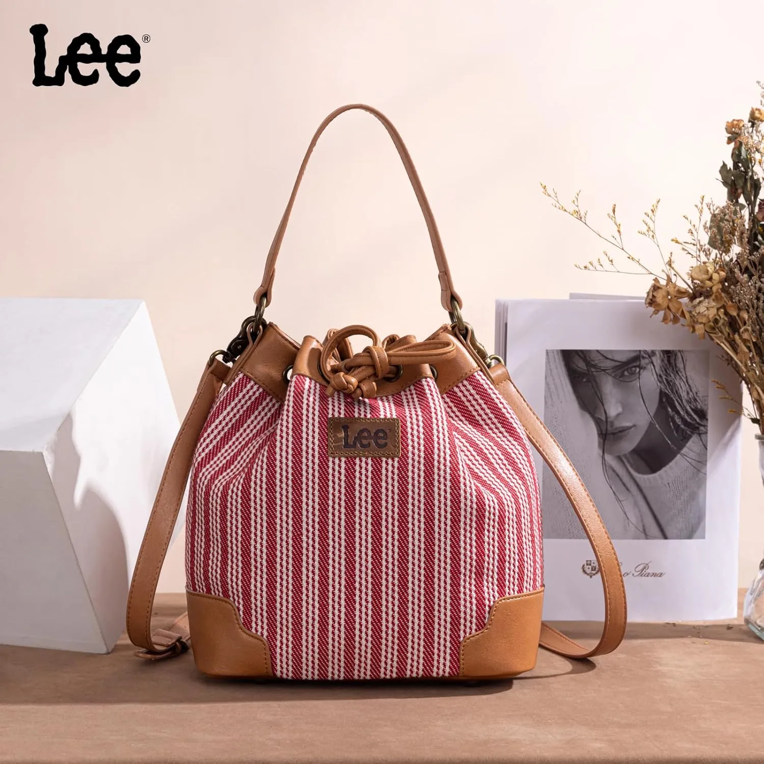 Montana West X Lee Bucket Bag for Women Drawstring Hobo Crossbody Bag with Detachable Straps