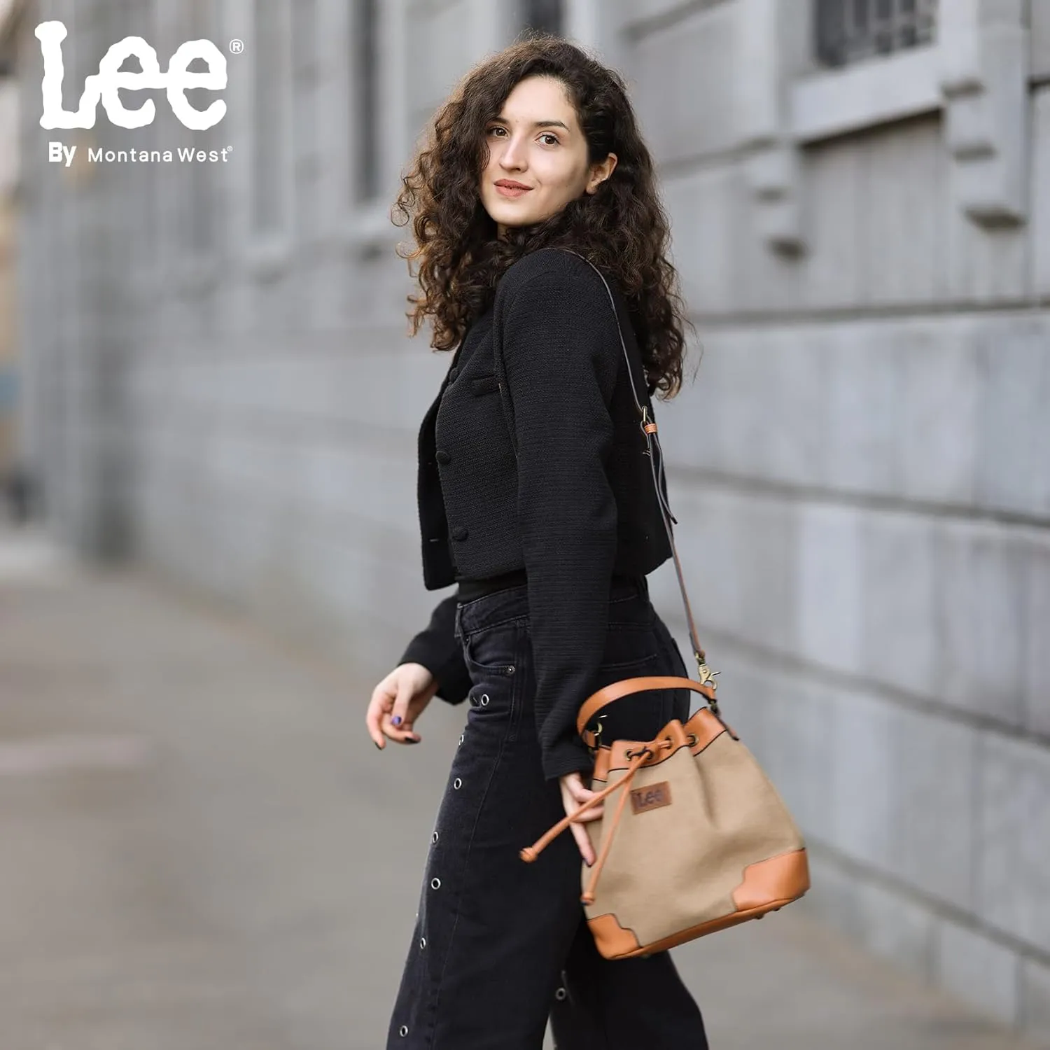 Montana West X Lee Bucket Bag for Women Drawstring Hobo Crossbody Bag with Detachable Straps