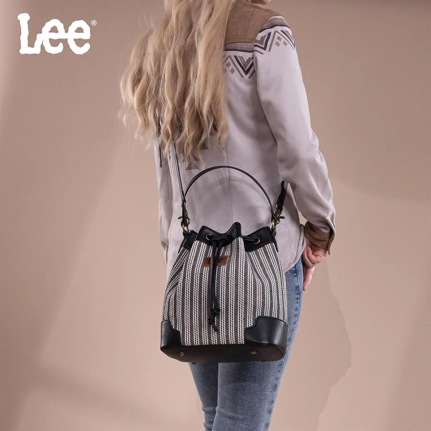 Montana West X Lee Bucket Bag for Women Drawstring Hobo Crossbody Bag with Detachable Straps
