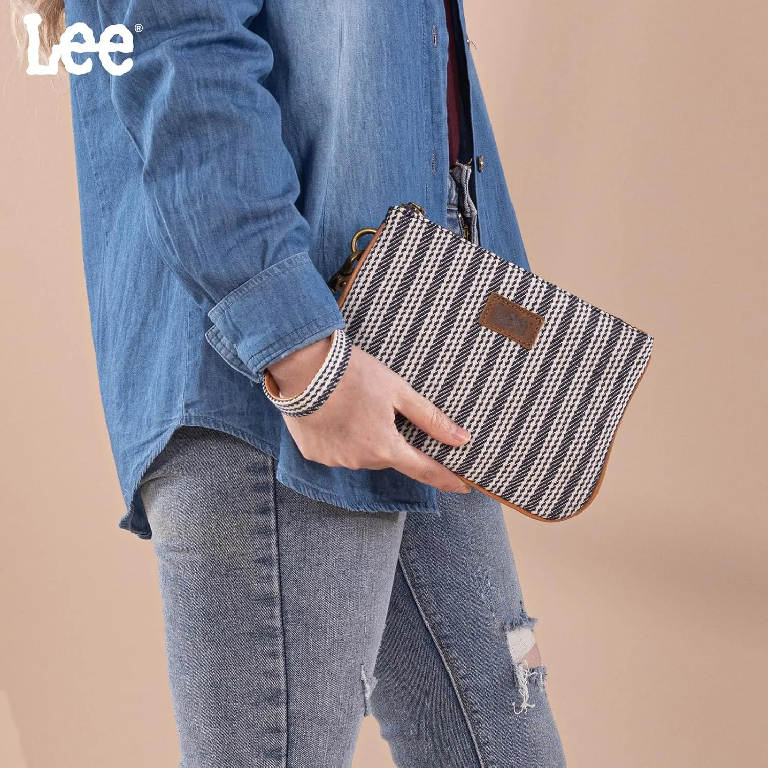 Montana West x Lee Large Wristlet Wallets for Women Striped Slim Cell Phone Clutch Purses Handbag with Wrist Strap