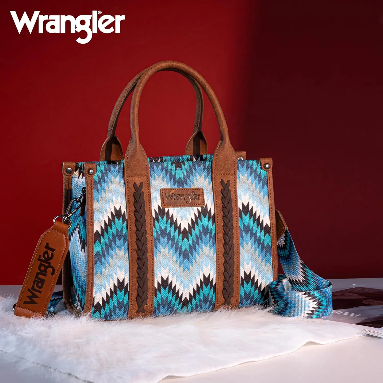 Montana West X Wrangler Tote Bag for Women Boho Aztec Shoulder Purse Top Handle Satchel Handbag