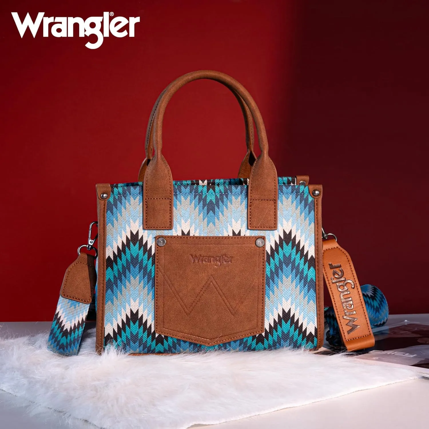 Montana West X Wrangler Tote Bag for Women Boho Aztec Shoulder Purse Top Handle Satchel Handbag
