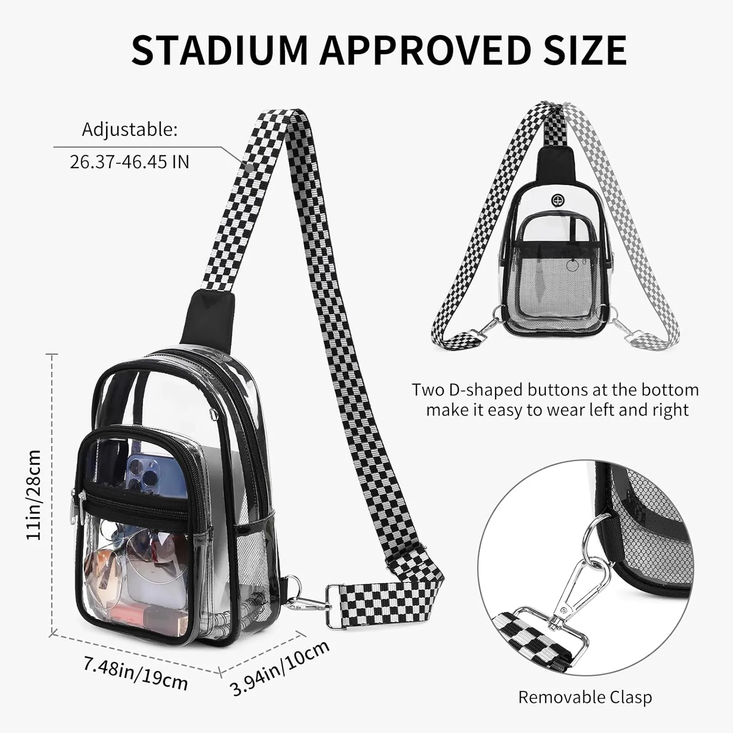 MOONBABY Clear Bag for Stadium Events, Clear Backpack Purse for Women Waterproof TPU Crossbody Fanny Pack