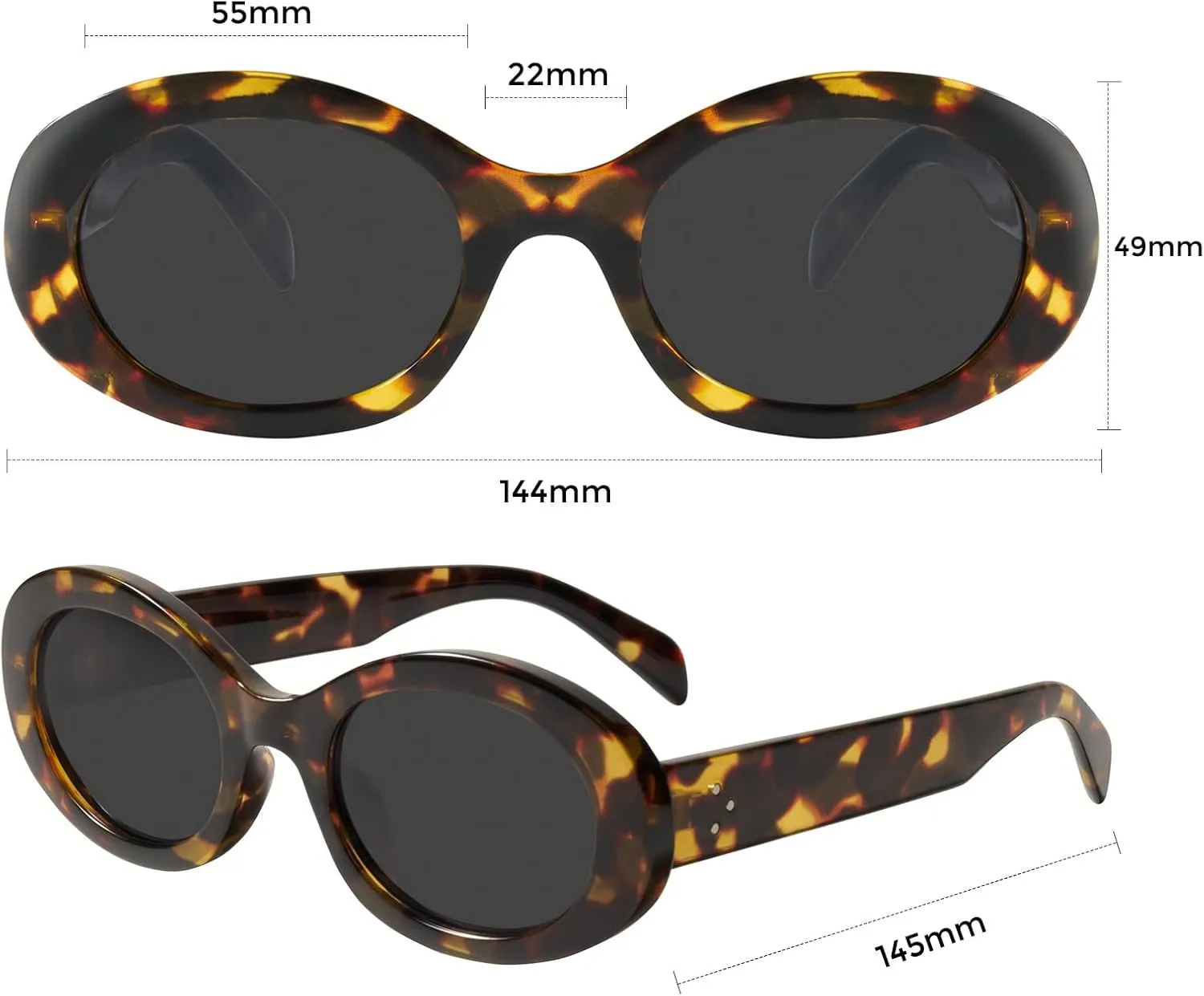 mosanana Oval Retro Trendy Sunglasses for Women 90s Style MS52371