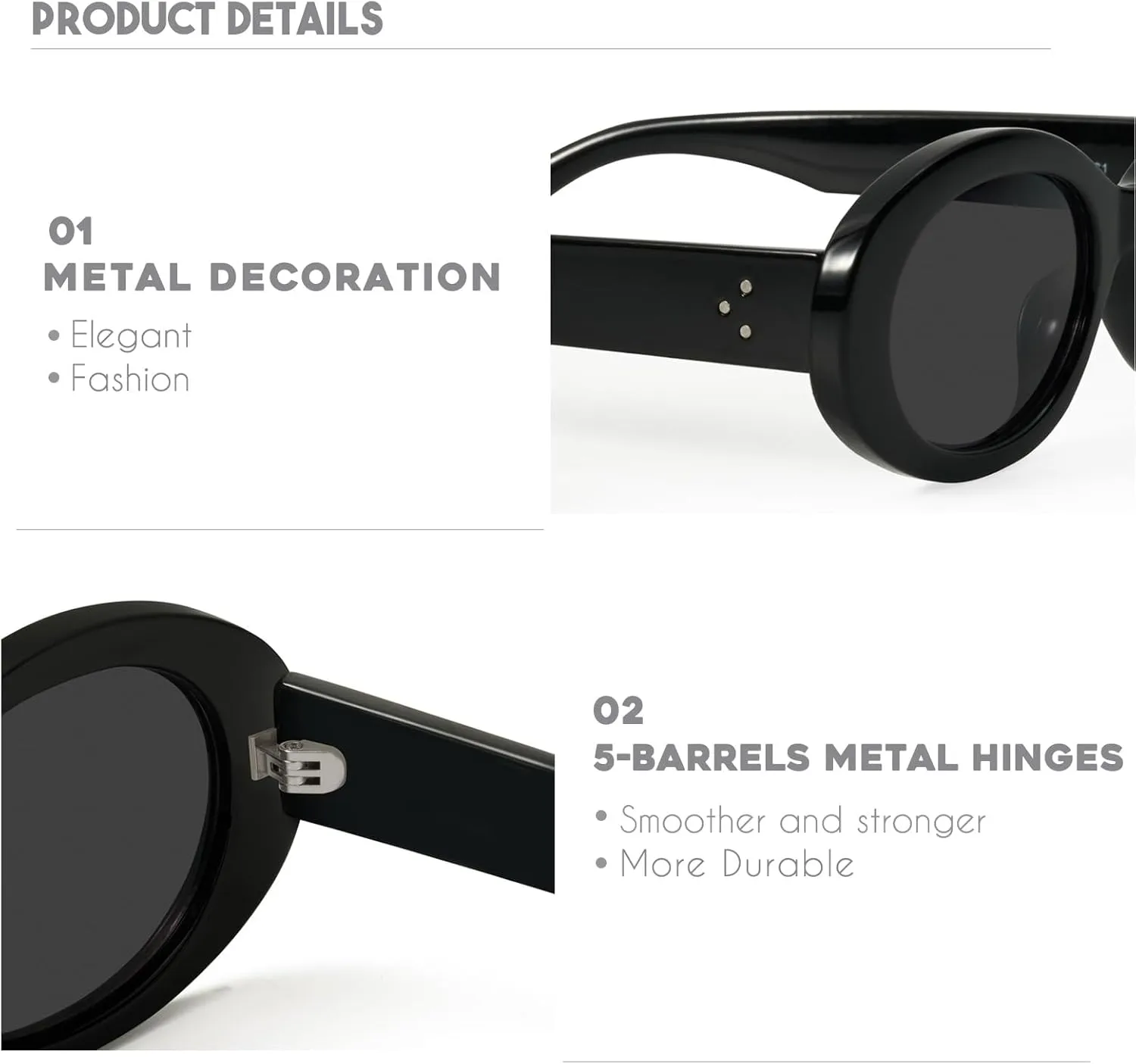 mosanana Oval Retro Trendy Sunglasses for Women 90s Style MS52371