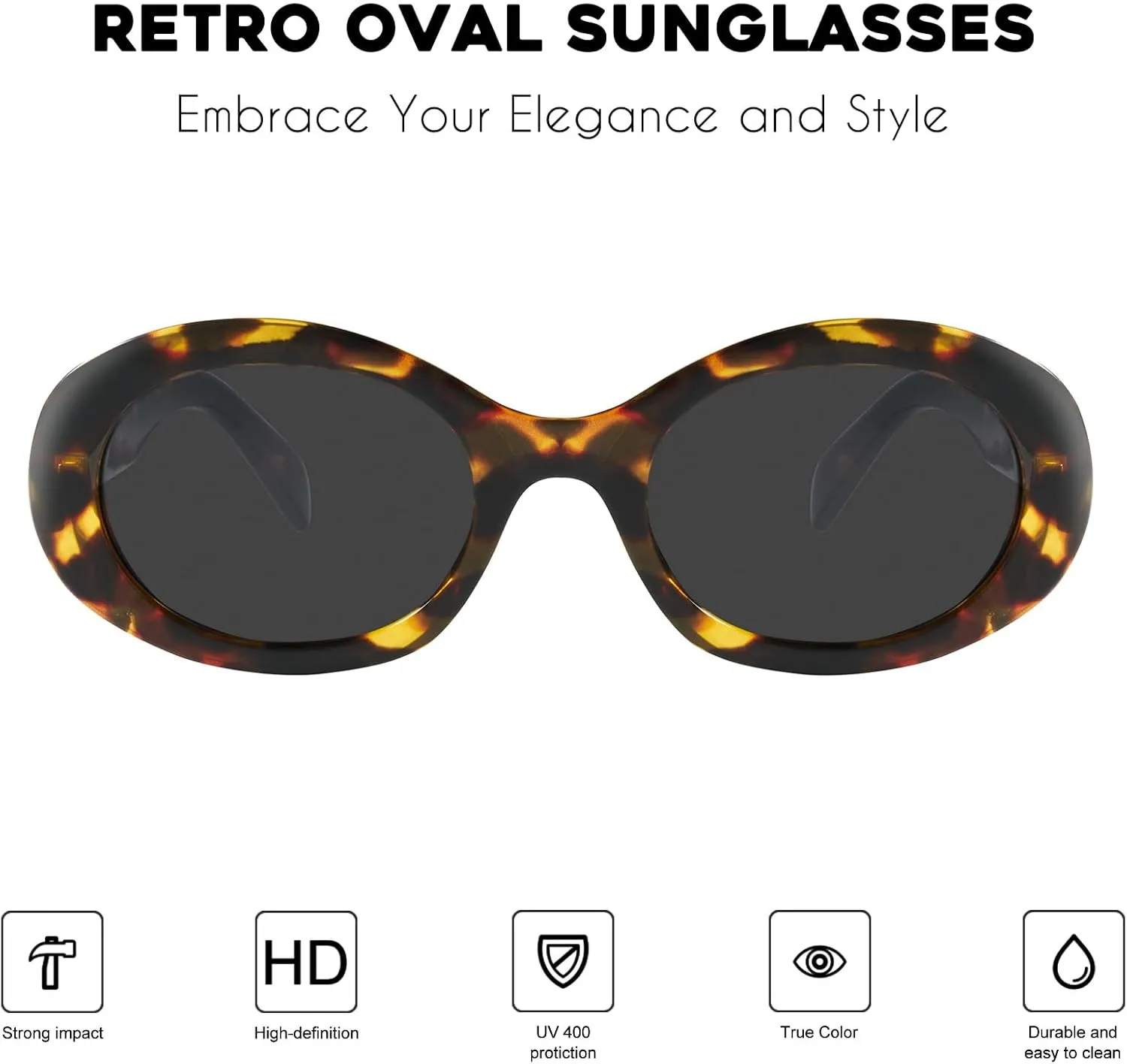 mosanana Oval Retro Trendy Sunglasses for Women 90s Style MS52371