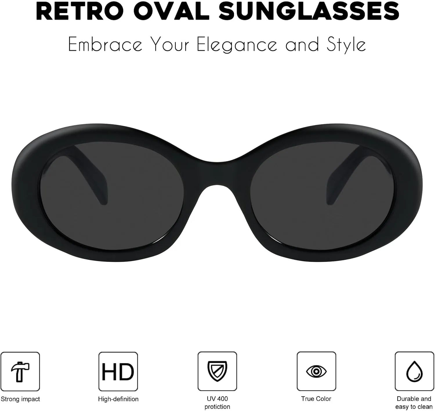 mosanana Oval Retro Trendy Sunglasses for Women 90s Style MS52371