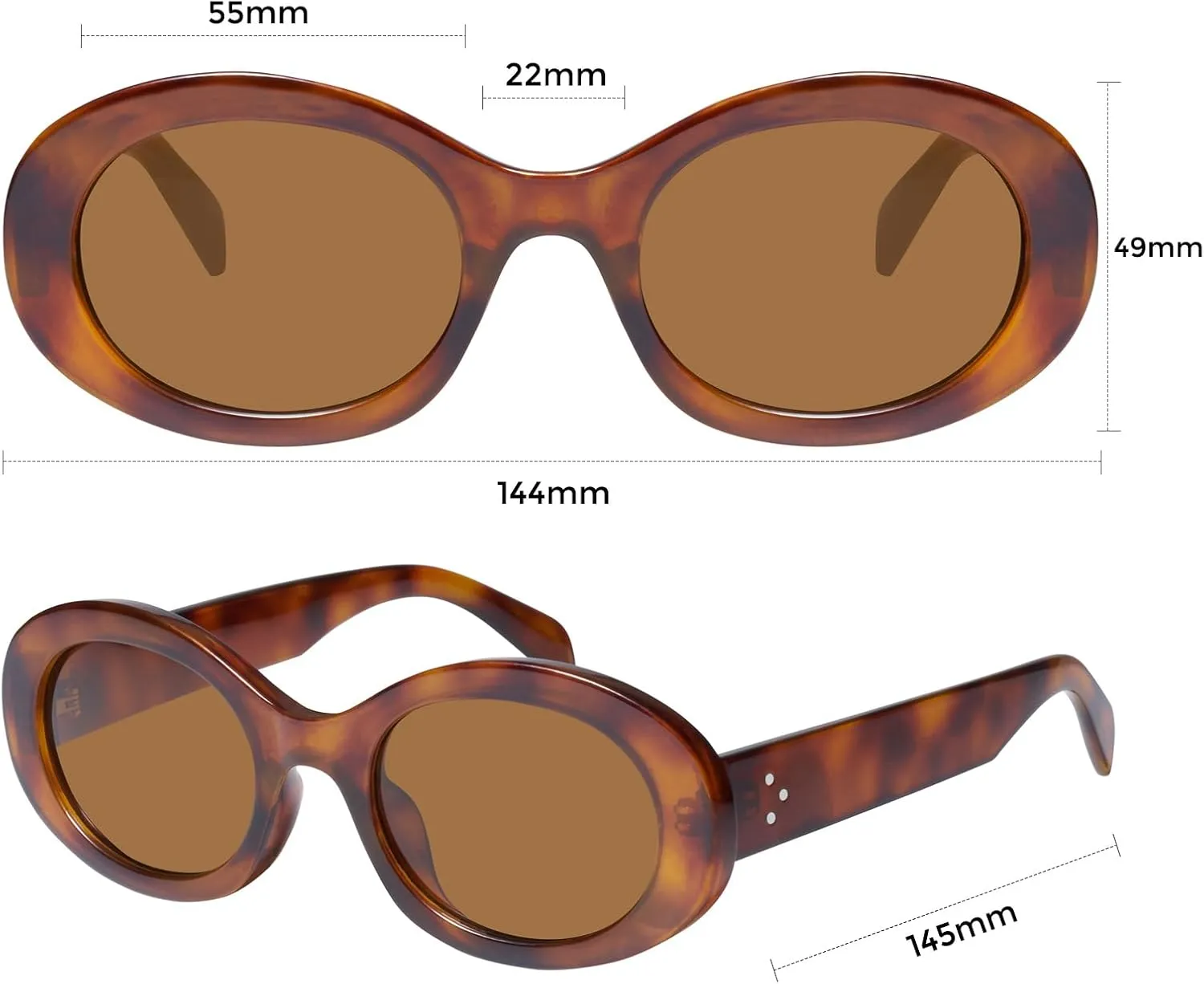 mosanana Oval Retro Trendy Sunglasses for Women 90s Style MS52371