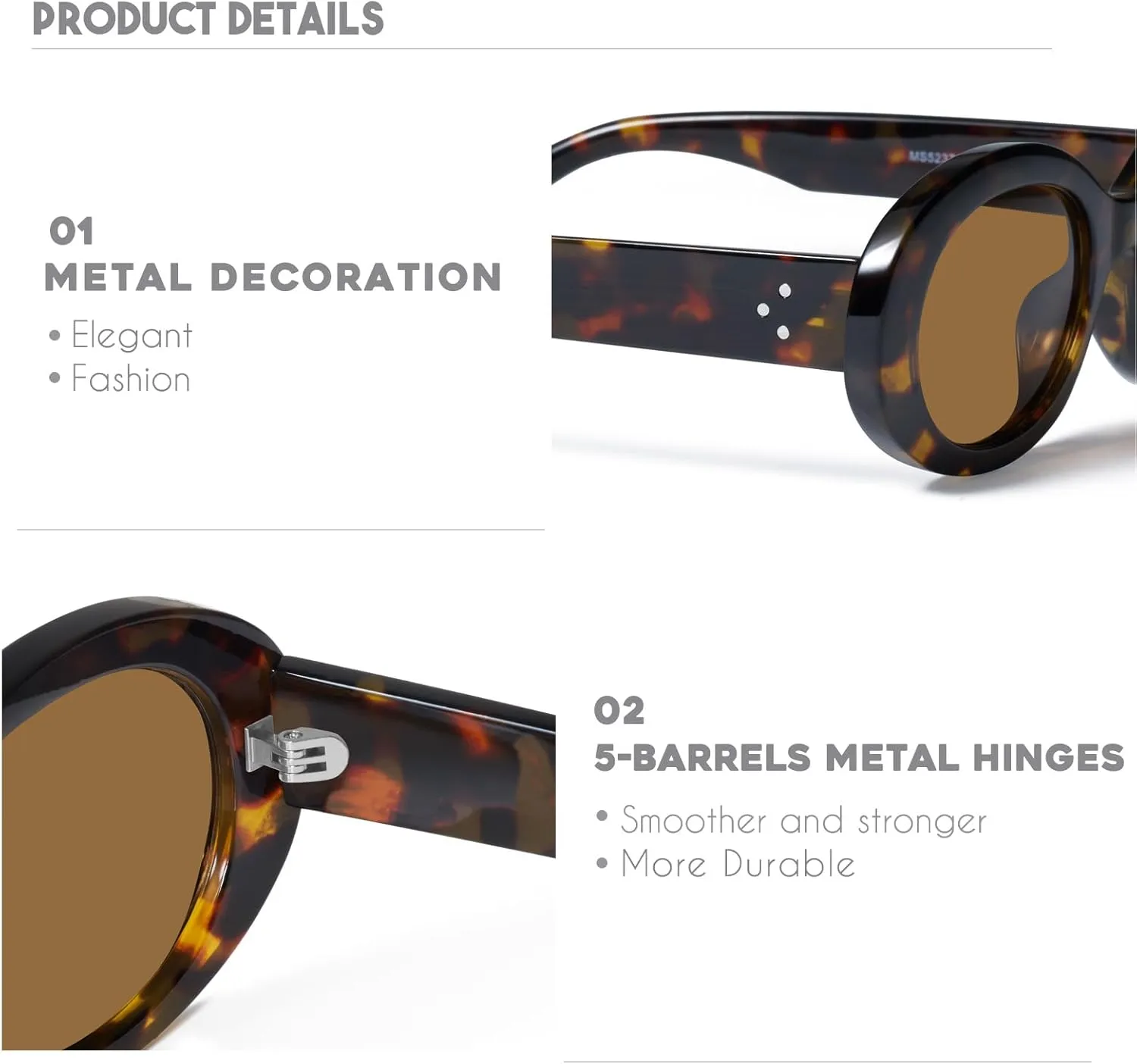 mosanana Oval Retro Trendy Sunglasses for Women 90s Style MS52371