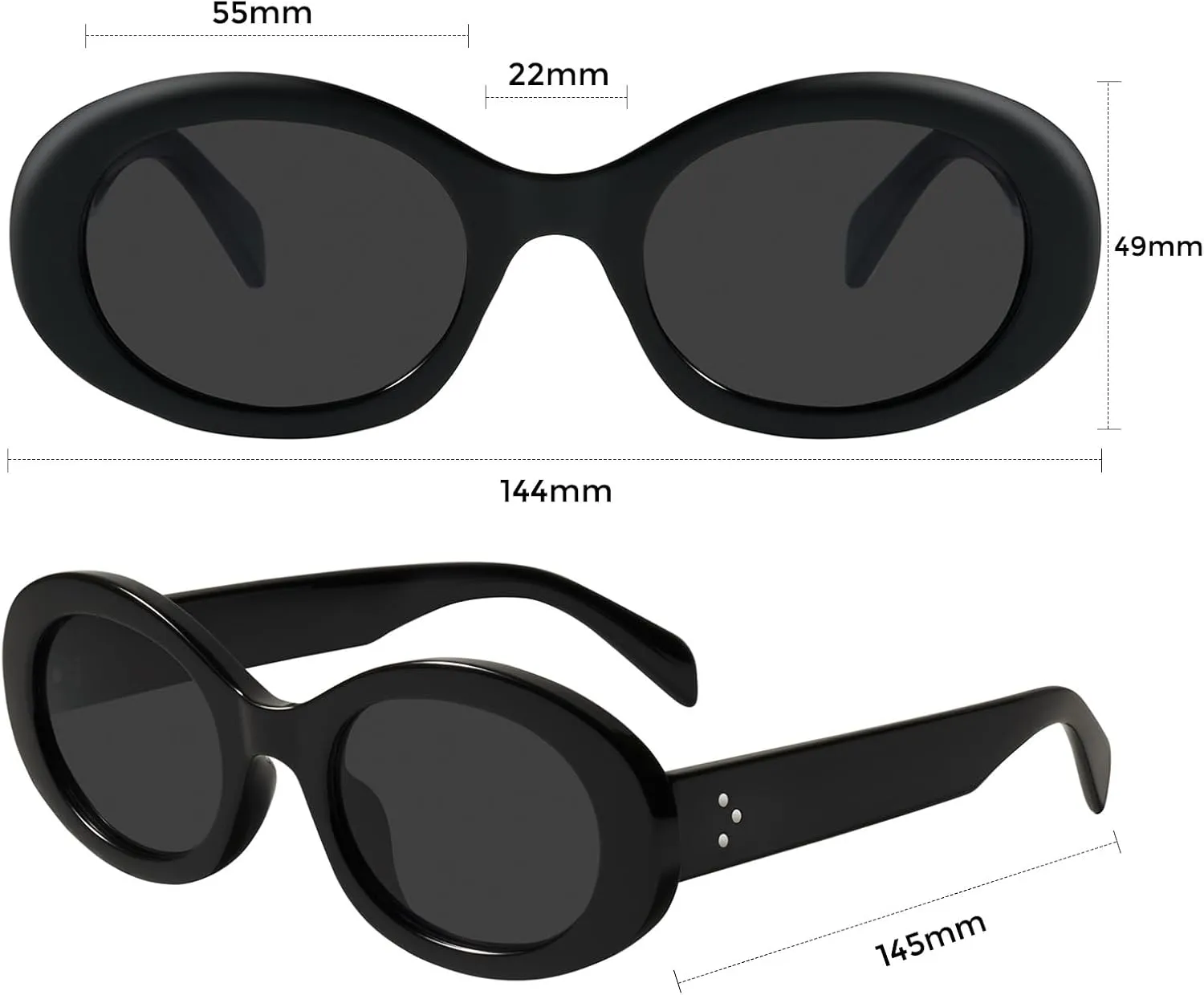 mosanana Oval Retro Trendy Sunglasses for Women 90s Style MS52371