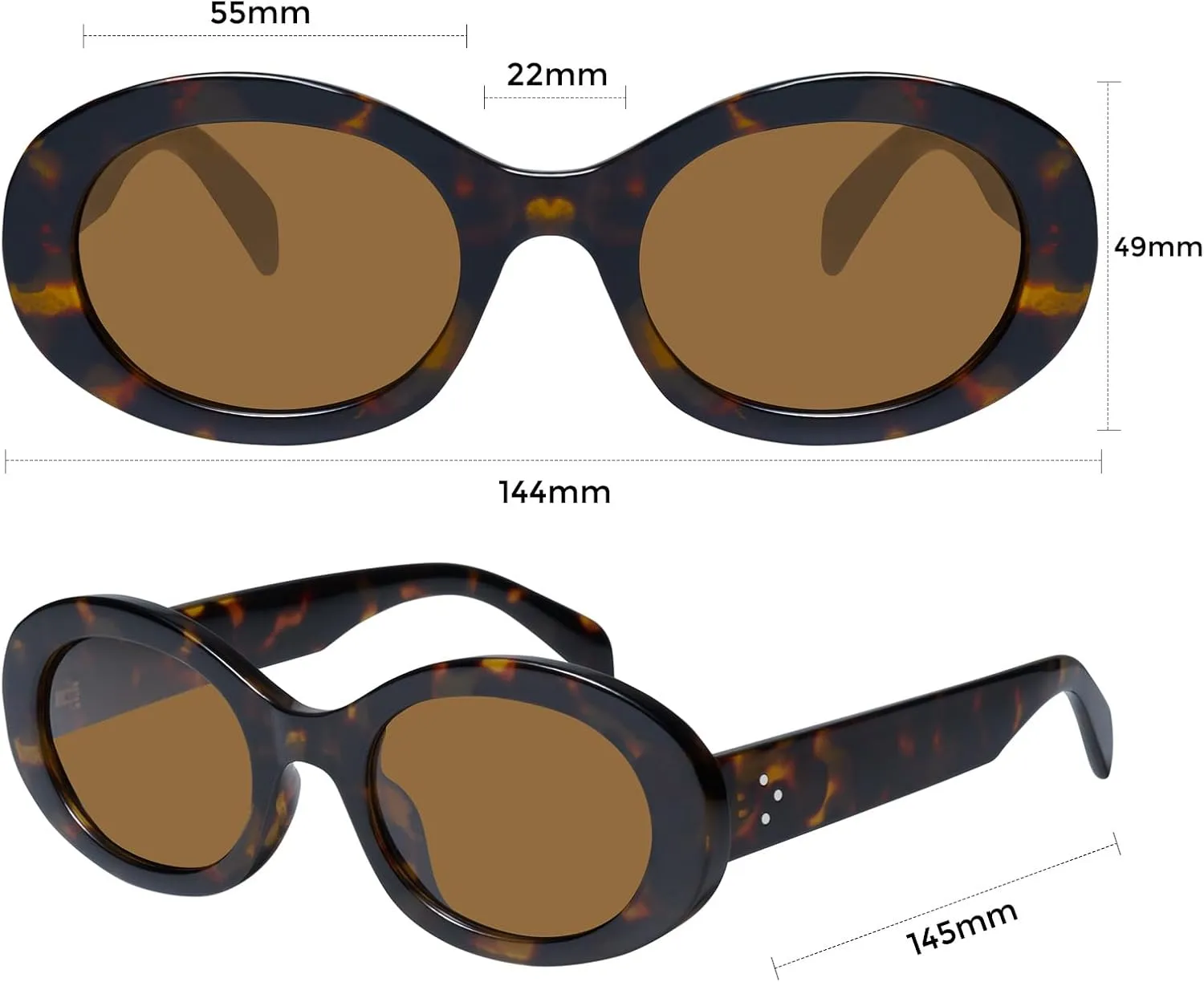 mosanana Oval Retro Trendy Sunglasses for Women 90s Style MS52371