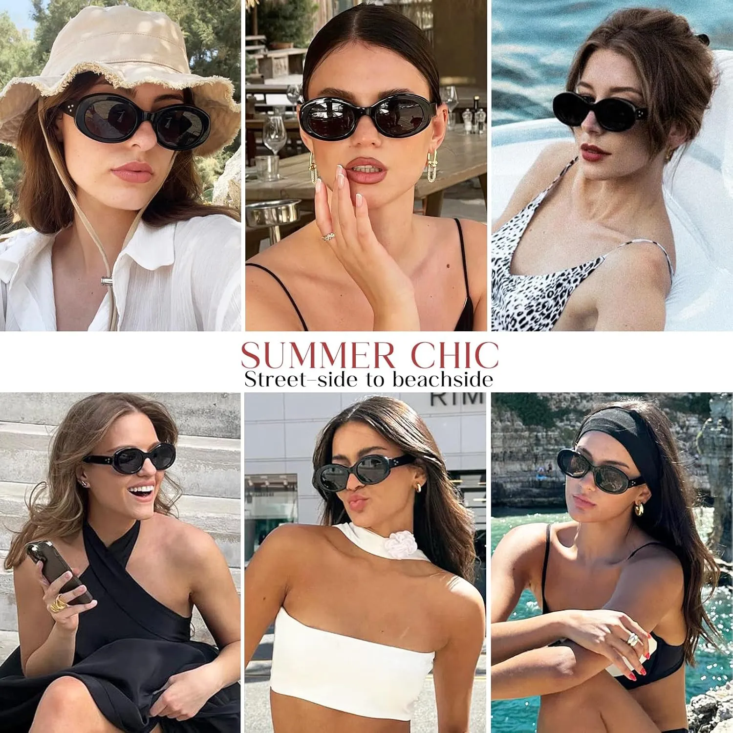 mosanana Oval Retro Trendy Sunglasses for Women 90s Style MS52371