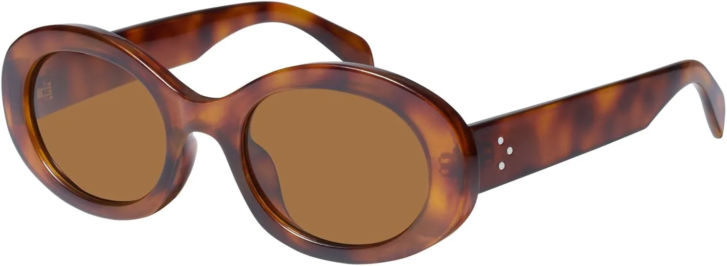 mosanana Oval Retro Trendy Sunglasses for Women 90s Style MS52371