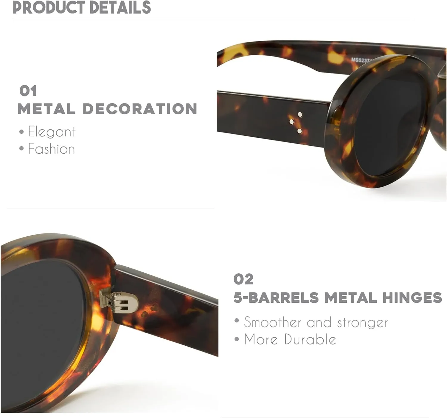 mosanana Oval Retro Trendy Sunglasses for Women 90s Style MS52371