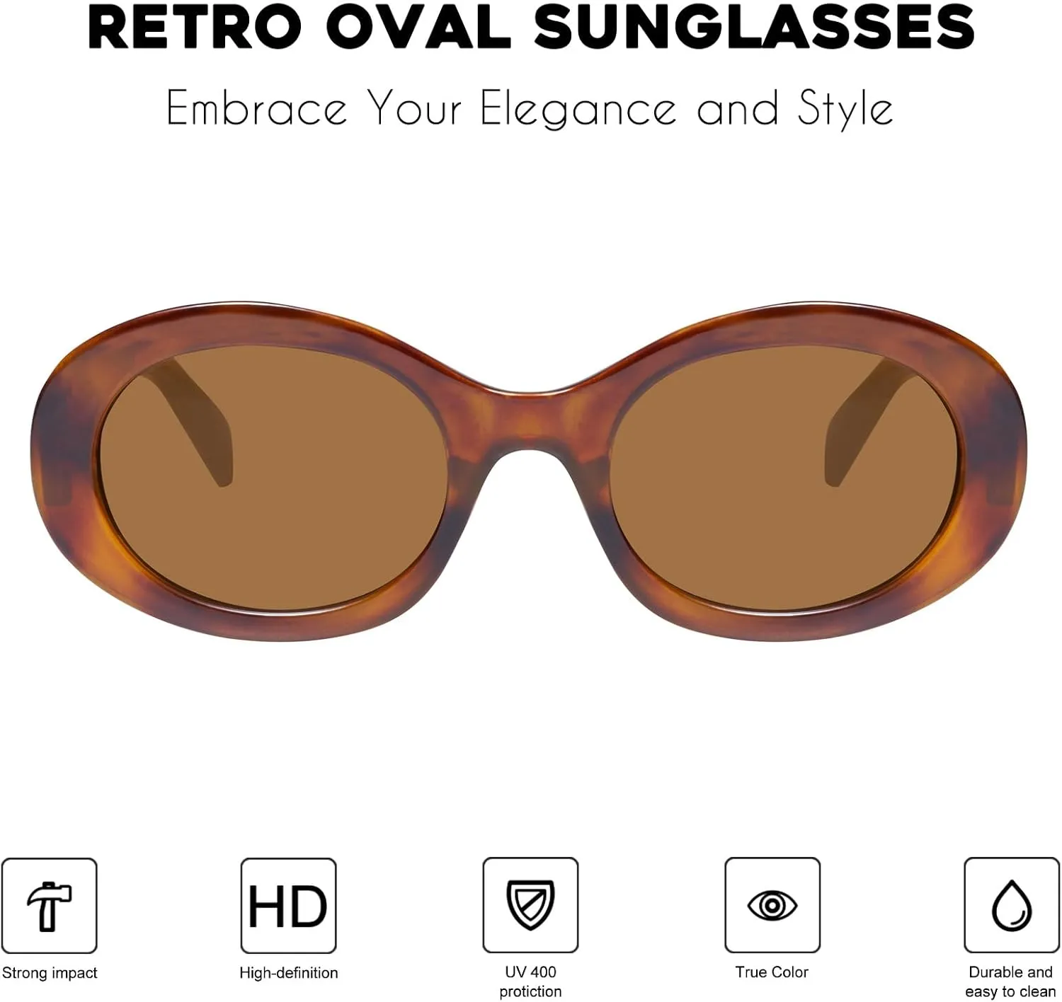 mosanana Oval Retro Trendy Sunglasses for Women 90s Style MS52371