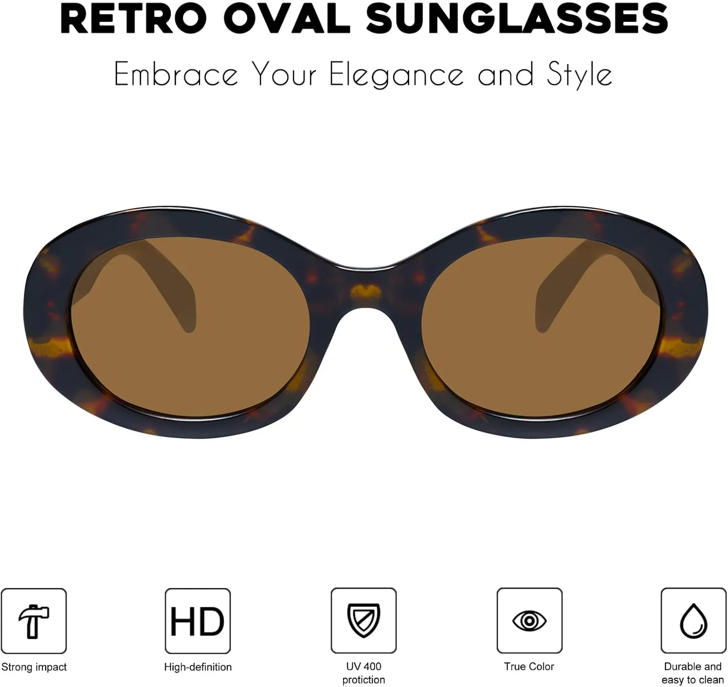 mosanana Oval Retro Trendy Sunglasses for Women 90s Style MS52371