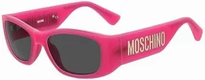 MOSCHINO Grey Rectangular Ladies Sunglasses MOS145/S 0MU1/IR 55