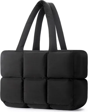 Mossio Travel Puffer Tote Bag for Women - Large Quilted Shoulder Bag Handbag Puffy Weekender Overnight Bag for Shop Work Gym