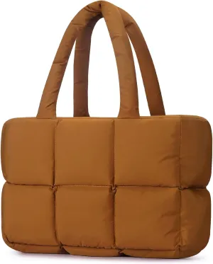 Mossio Travel Puffer Tote Bag for Women - Large Quilted Shoulder Bag Handbag Puffy Weekender Overnight Bag for Shop Work Gym