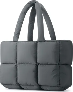 Mossio Travel Puffer Tote Bag for Women - Large Quilted Shoulder Bag Handbag Puffy Weekender Overnight Bag for Shop Work Gym
