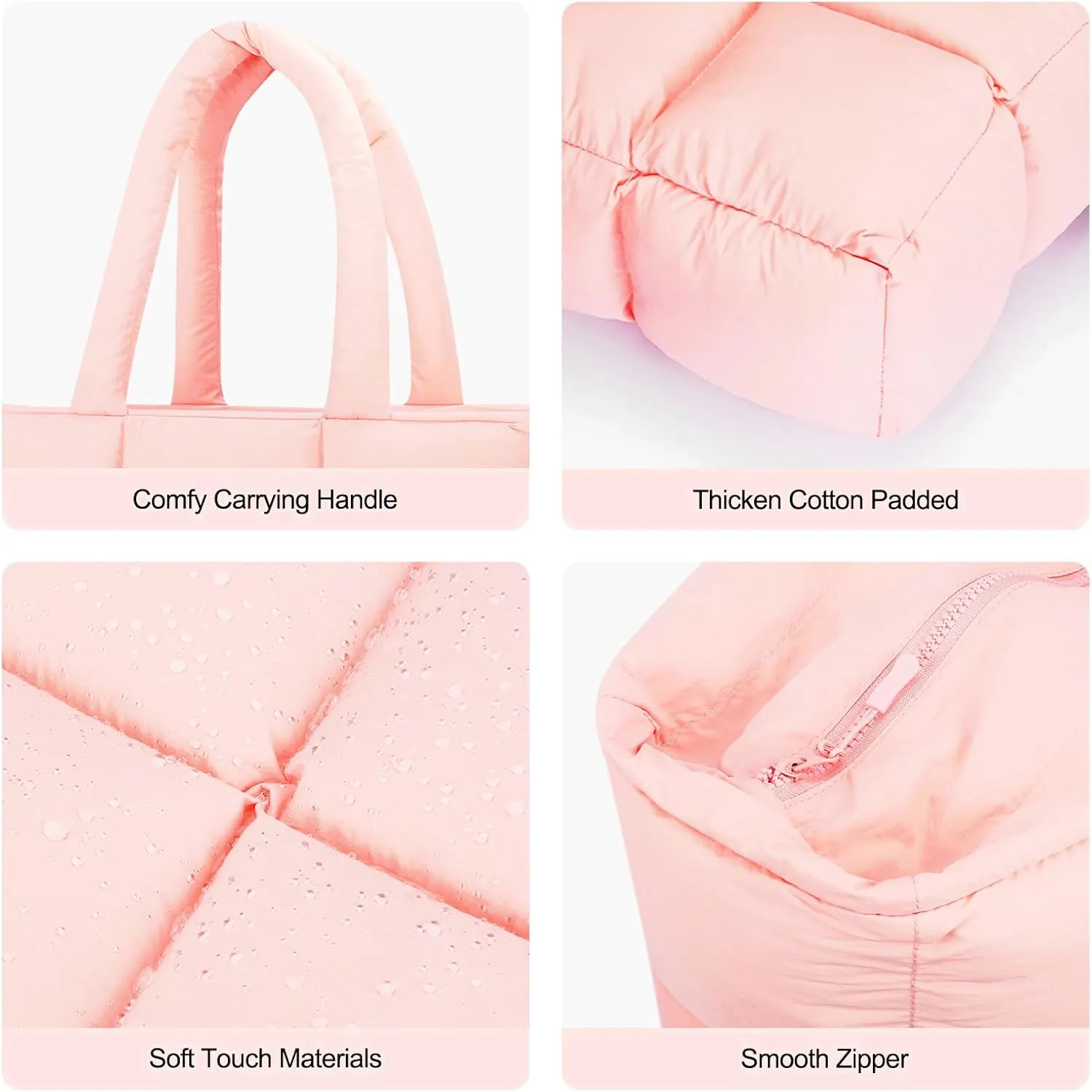 Mossio Travel Puffer Tote Bag for Women - Large Quilted Shoulder Bag Handbag Puffy Weekender Overnight Bag for Shop Work Gym