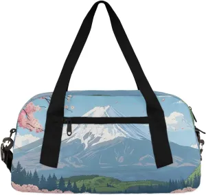 Mountain Cherry Blossoms Gym Bag Mountain Lake Gym Bag Wet/Dry Bag With Extra Drawstring Backpack For Travelling To The Gym