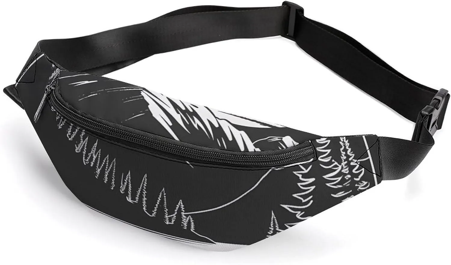 Mountain Forests Reflection Crossbody Fanny Pack Waist Packs Adjustable Shoulder Bags Sling Bag for Hiking Running Cycling