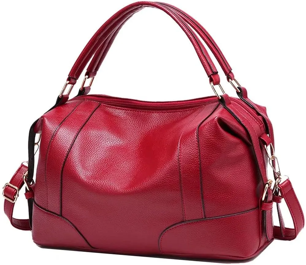 Mudono Boston Tote Bag for Women Large Capacity Shoulder Bag Top Handle Handbag Casual Crossbody Bag Retro Satchel