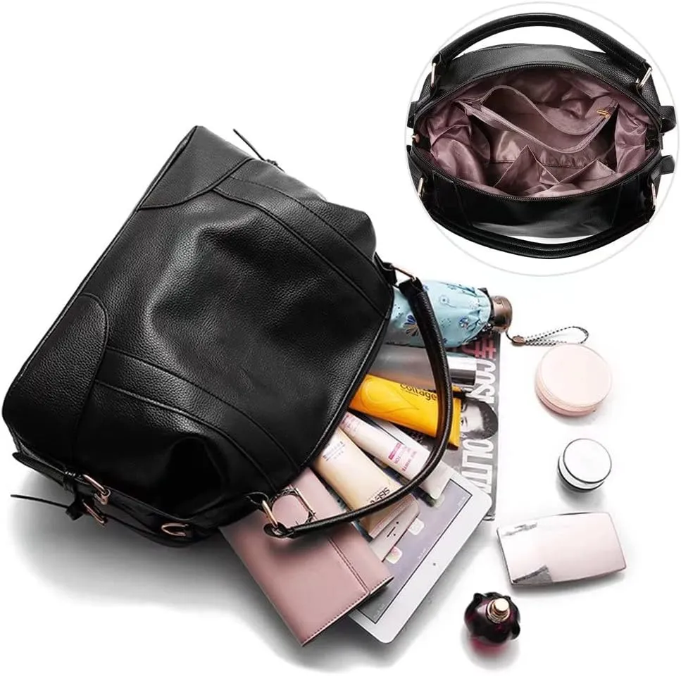 Mudono Boston Tote Bag for Women Large Capacity Shoulder Bag Top Handle Handbag Casual Crossbody Bag Retro Satchel